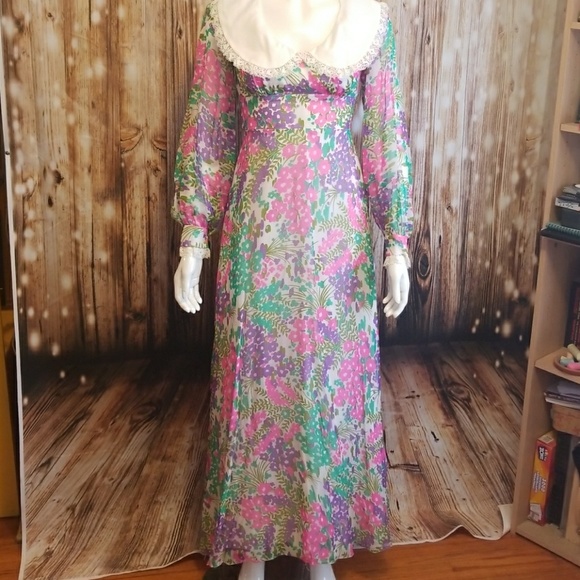 {vintage} Couture floral maxi dress - Picture 2 of 7
